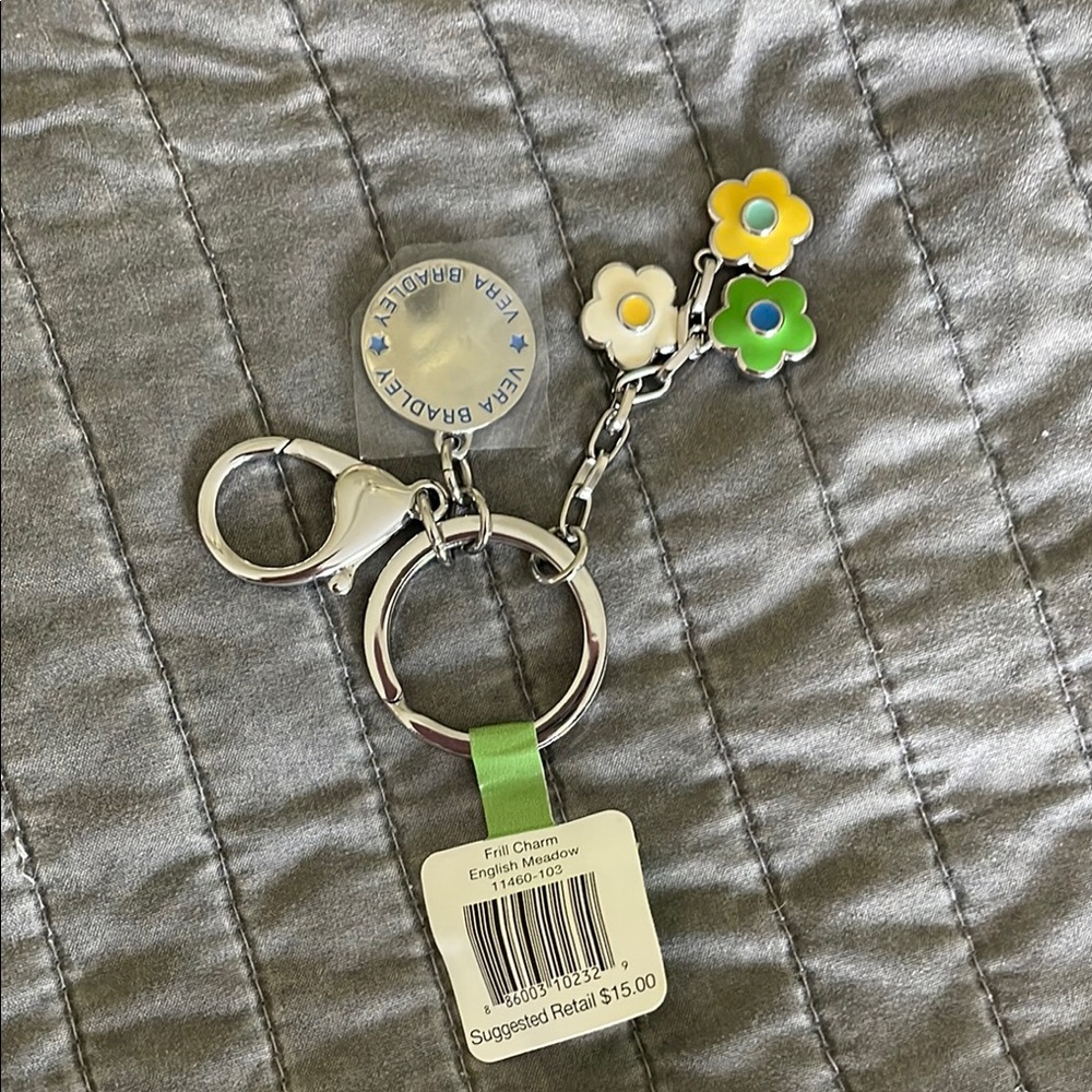 Vera Bradley Keychain with Blue and Yellow Floral Charms - Picture 2 of 2